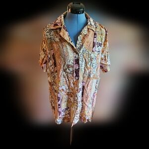 Cider 70's Paisley Button Up Short Sleeved Shirt